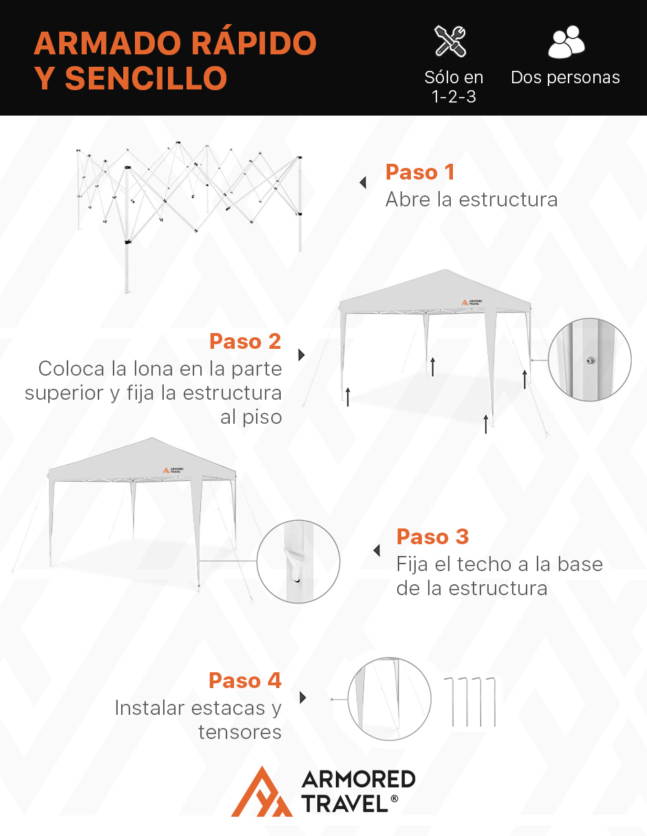 Foto 9 pulgar | Toldo tipo Carpa Plegable Impermeable Armored Travel 3 x 3 m Azul
