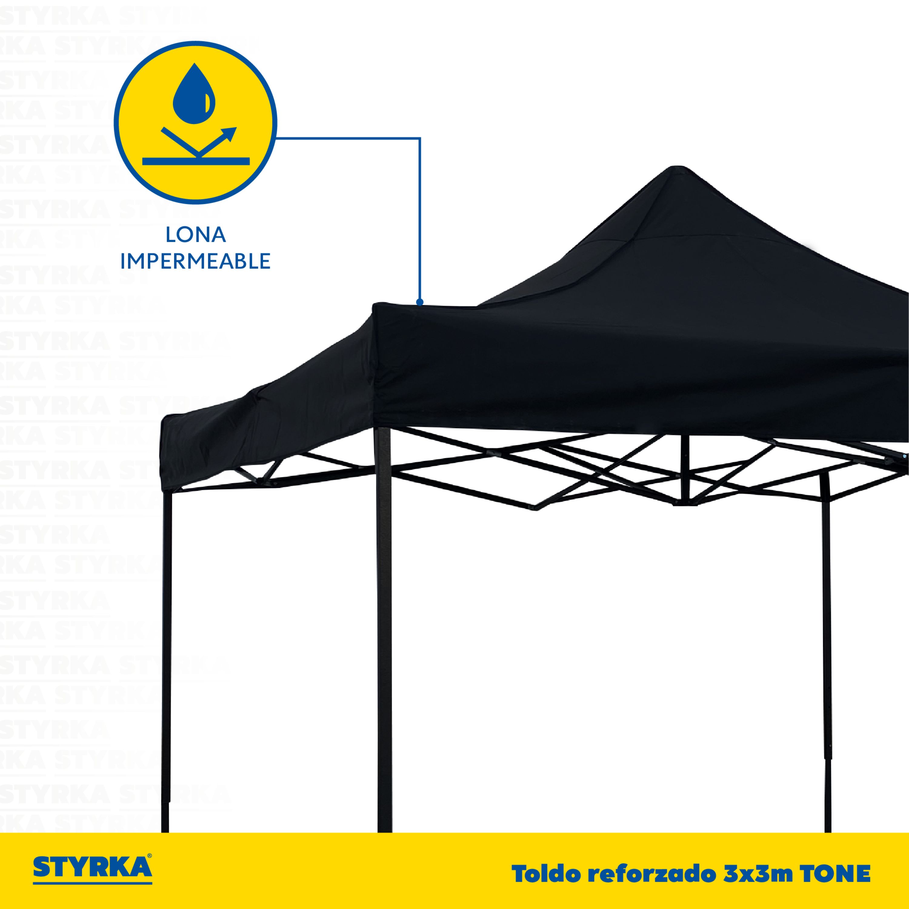 Foto 3 pulgar | Carpa Toldo Plegable 3x3 Impermeable Y Reforzado Styrka color Negro