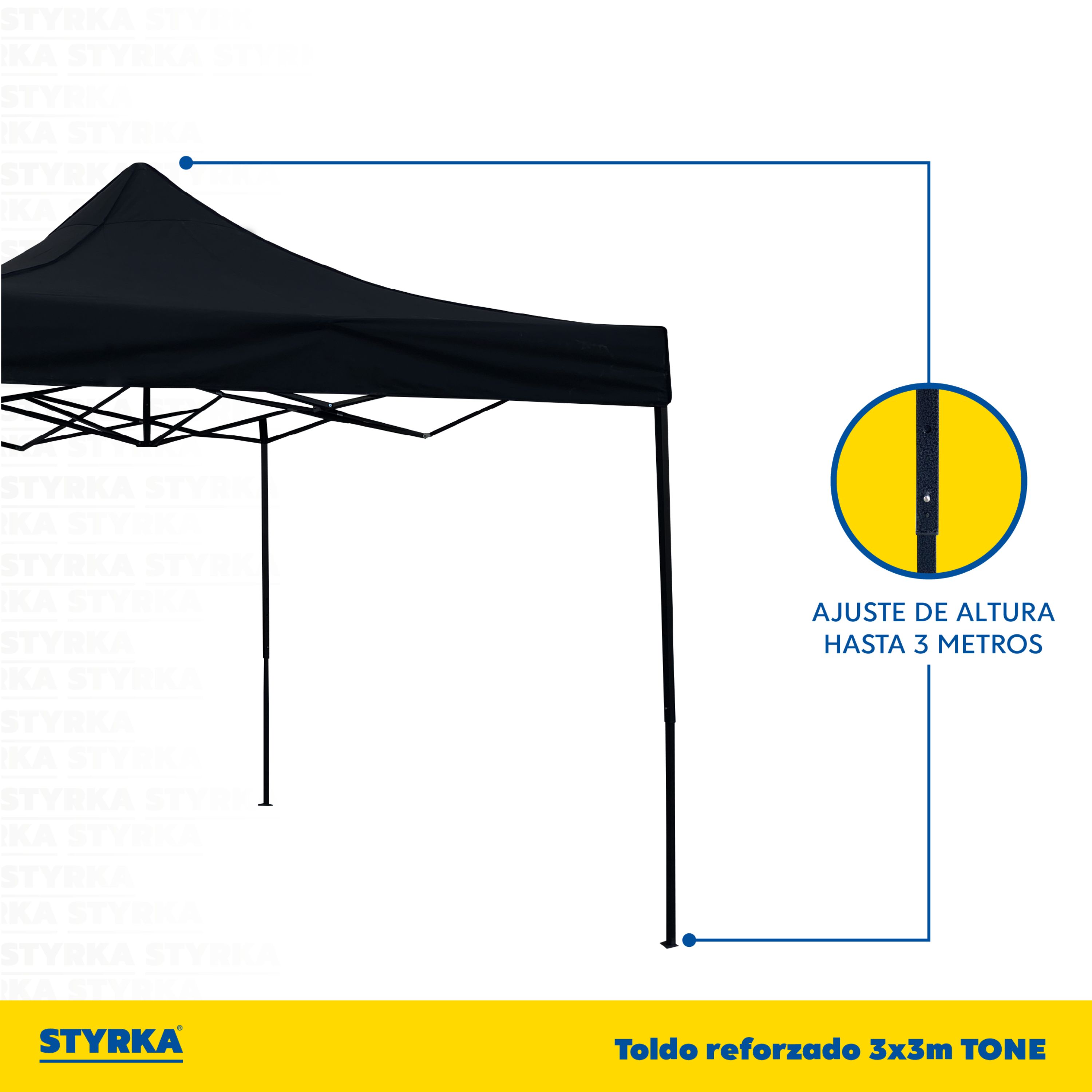 Foto 4 pulgar | Carpa Toldo Plegable 3x3 Impermeable Y Reforzado Styrka color Negro