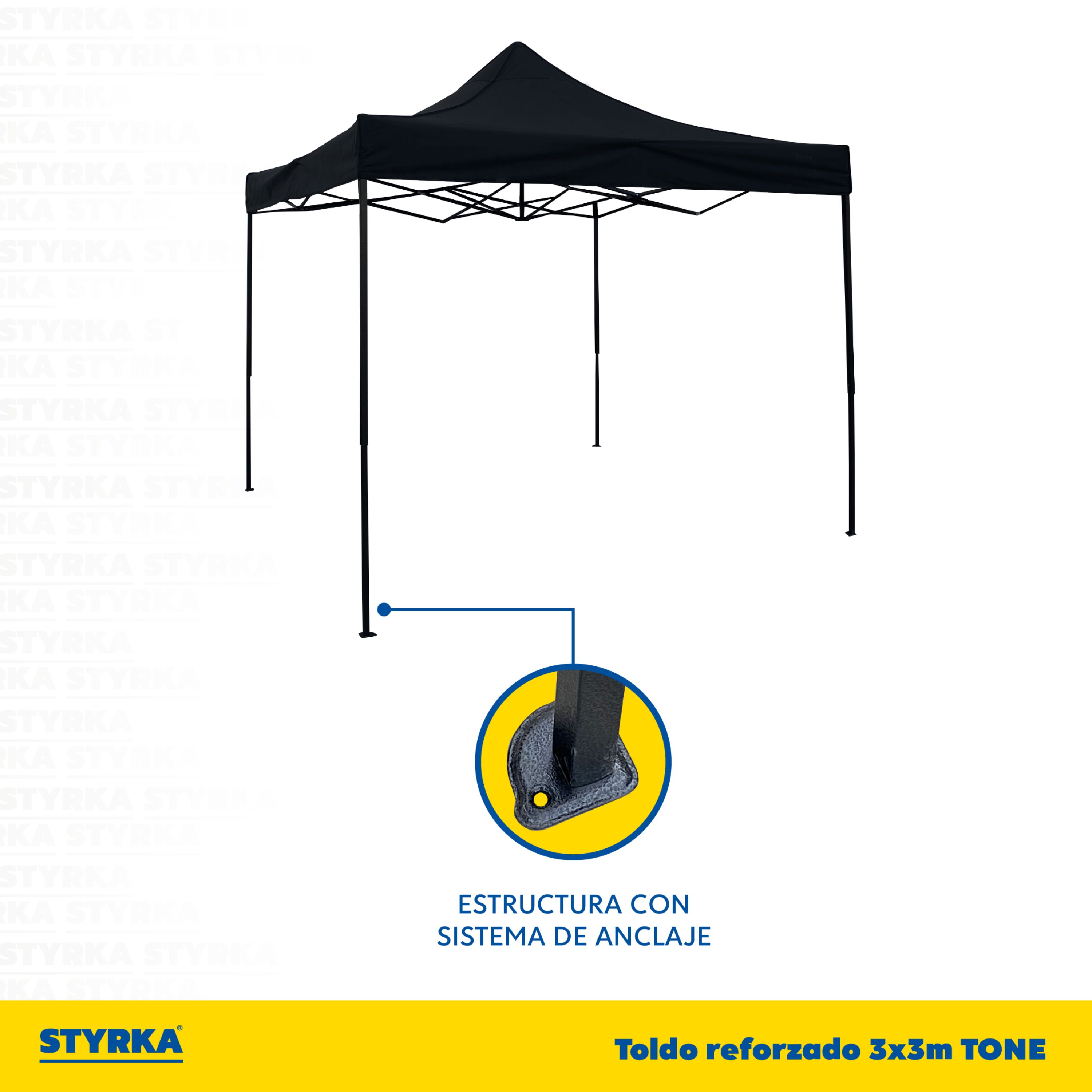 Foto 7 pulgar | Carpa Toldo Plegable 3x3 Impermeable Y Reforzado Styrka color Negro