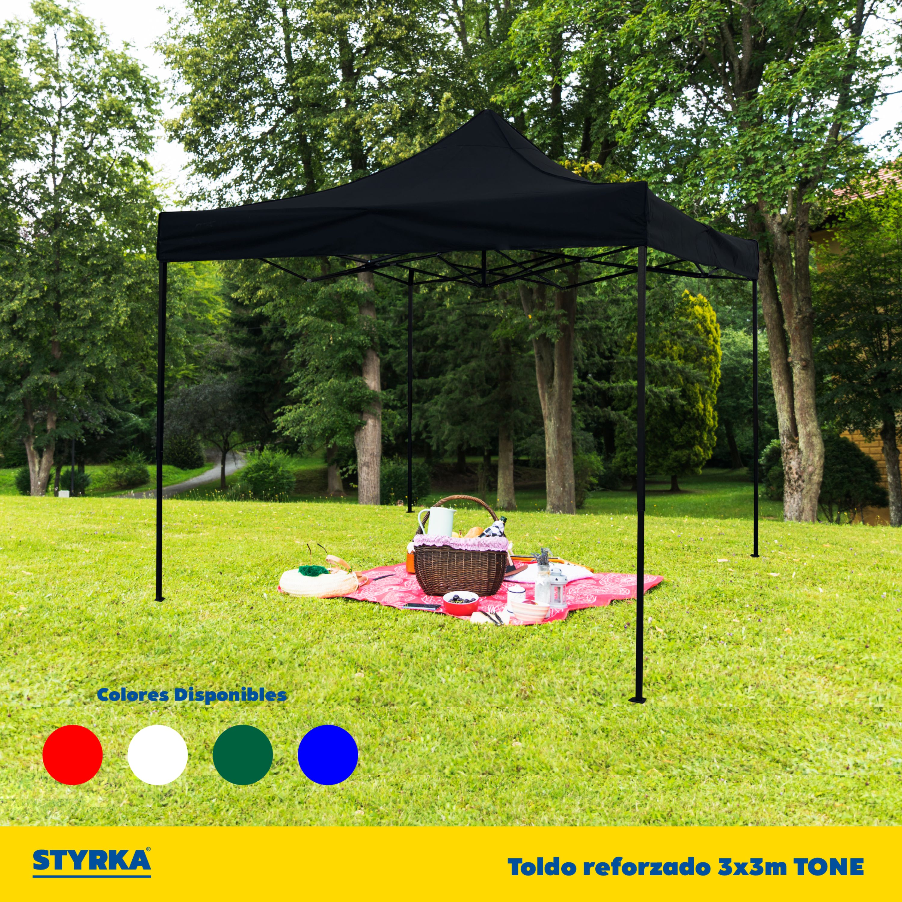 Foto 9 pulgar | Carpa Toldo Plegable 3x3 Impermeable Y Reforzado Styrka color Negro