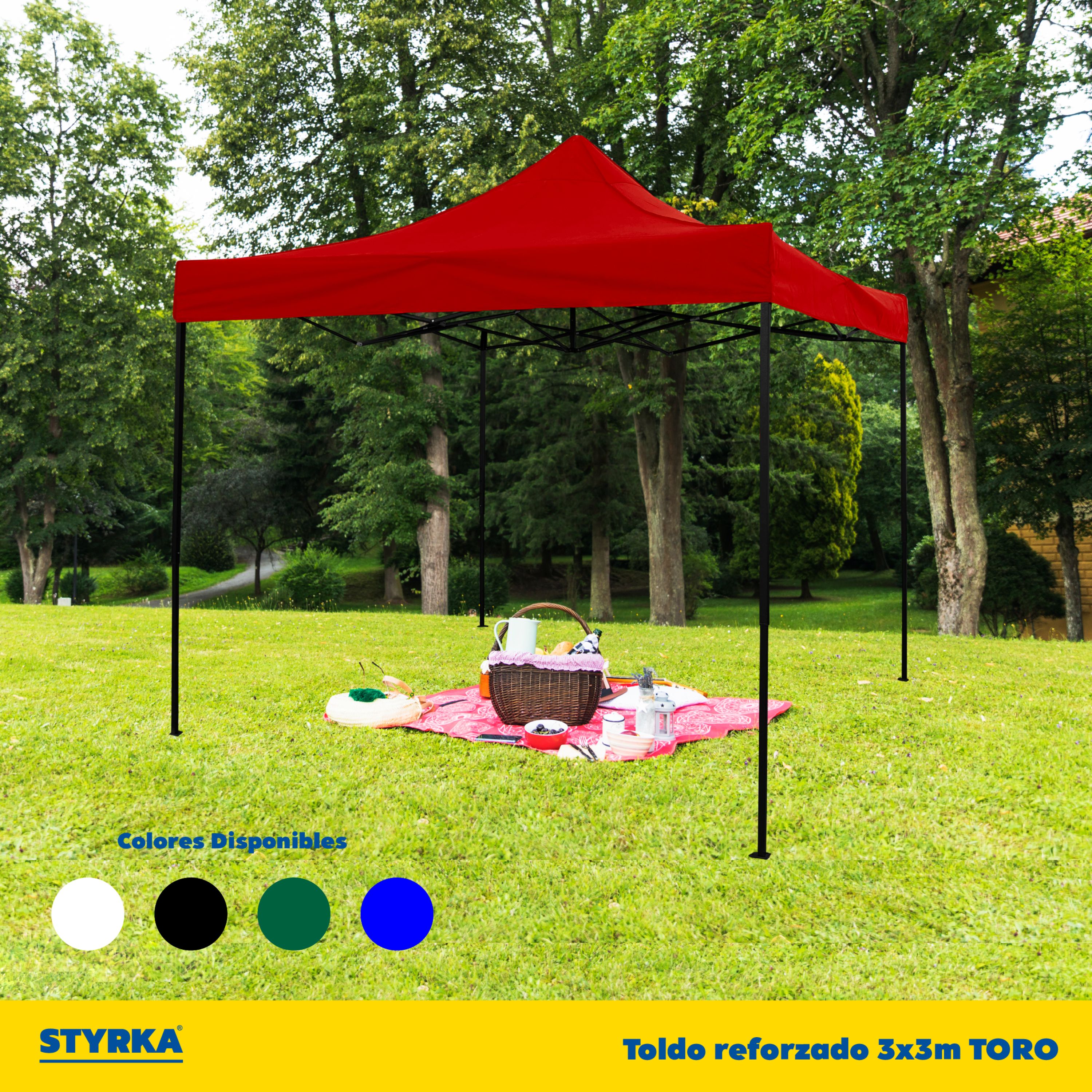 Foto 9 pulgar | Carpa Toldo Plegable 3x3 Impermeable y Reforzado Styrka Rojo