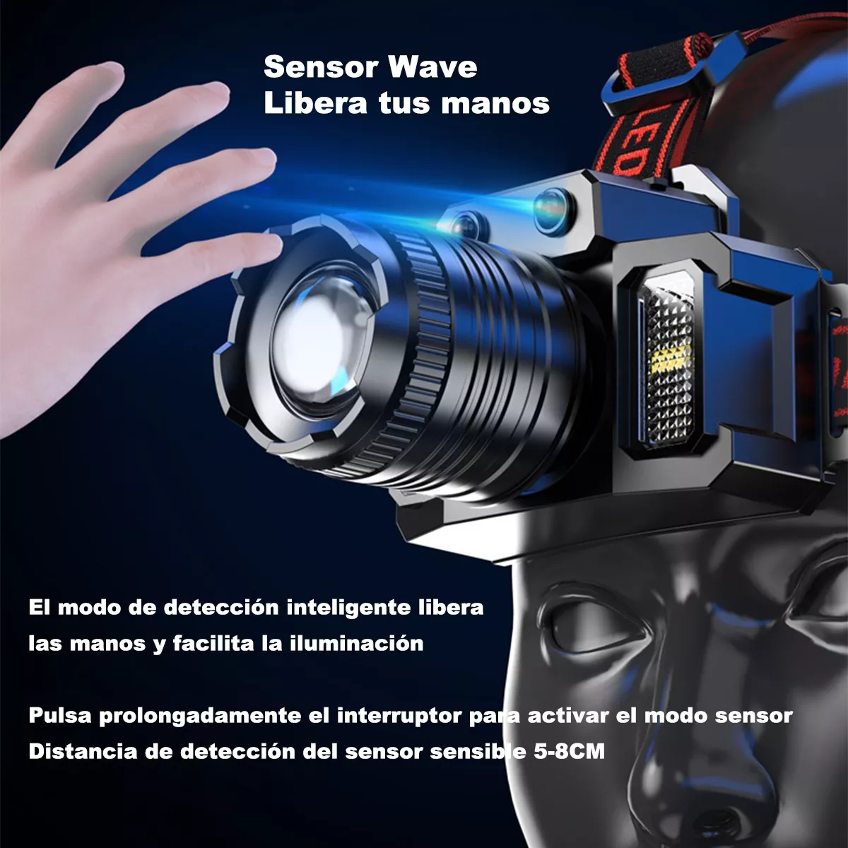Foto 3 pulgar | Lámpara De Cabeza Led Minera Recargable Accesorios Tacticos Eo Safe Imports Esi-13896 Multicolor