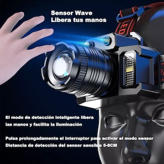 Foto 2 | Lámpara De Cabeza Led Minera Recargable Accesorios Tacticos Eo Safe Imports Esi-13896 Multicolor