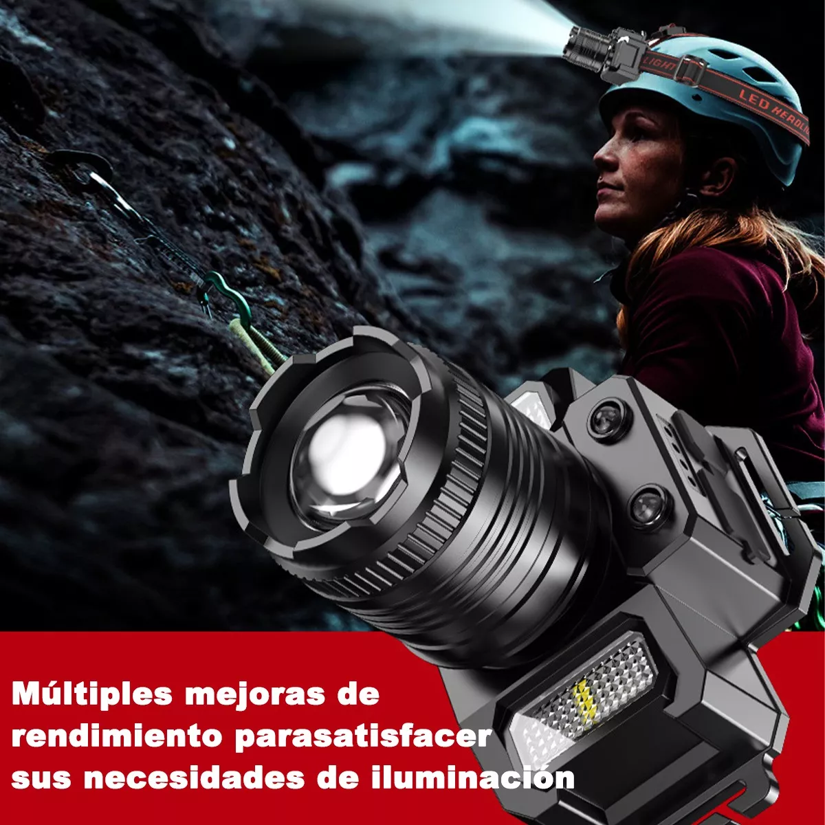 Foto 4 pulgar | Lámpara De Cabeza Led Minera Recargable Accesorios Tacticos Eo Safe Imports Esi-13896 Multicolor