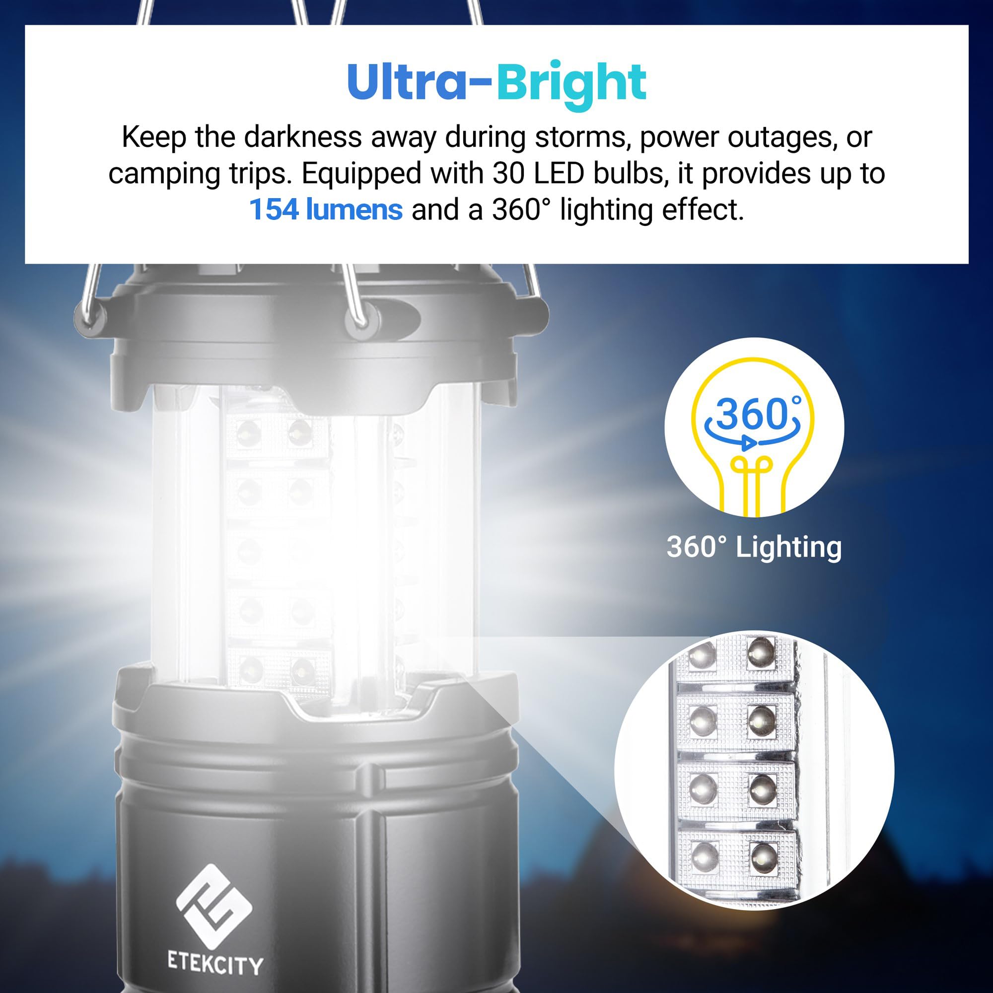 Foto 3 pulgar | Lantern Etekcity Camping Essentials - Luces Led (154 Lm, 2 Unidades) - Venta Internacional.