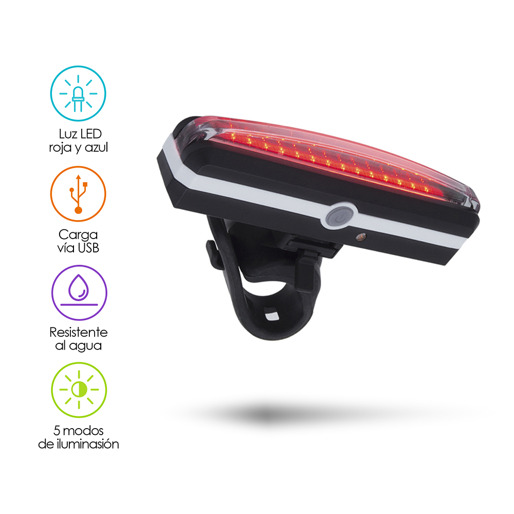 Foto 2 | Luz Trasera para Bicicleta Redlemon 79477 Negro con Leds de Dos Colores Impermeable de Batería Recargable