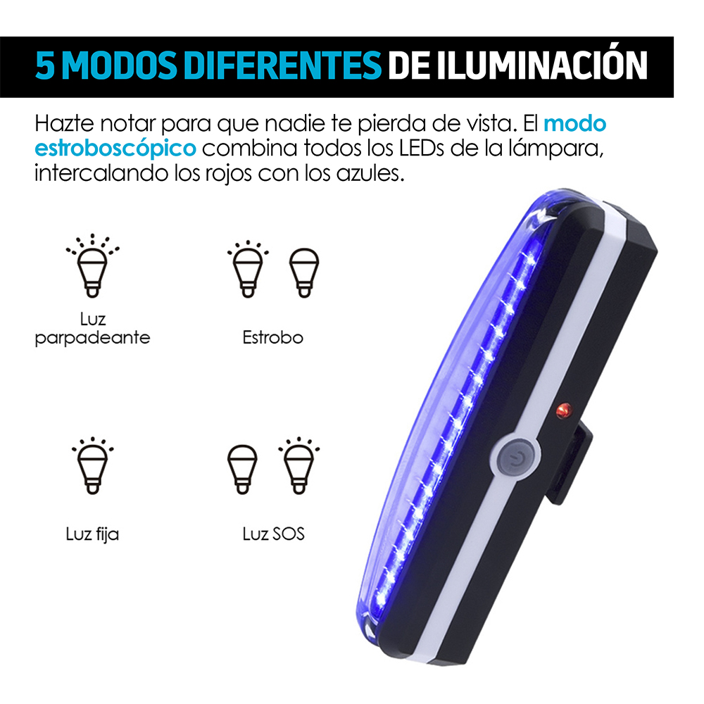 Foto 4 pulgar | Luz Trasera para Bicicleta Redlemon 79477 Negro con Leds de Dos Colores Impermeable de Batería Recargable