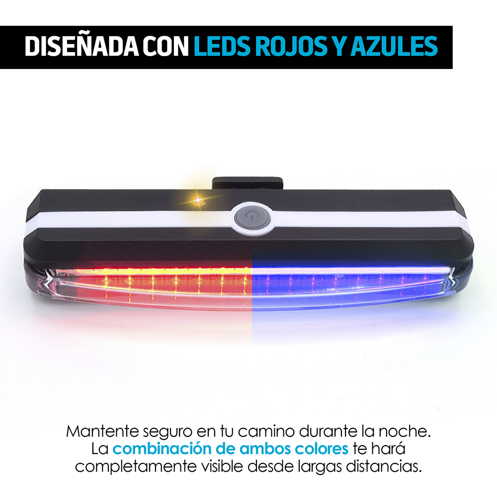 Foto 5 pulgar | Luz Trasera para Bicicleta Redlemon 79477 Negro con Leds de Dos Colores Impermeable de Batería Recargable