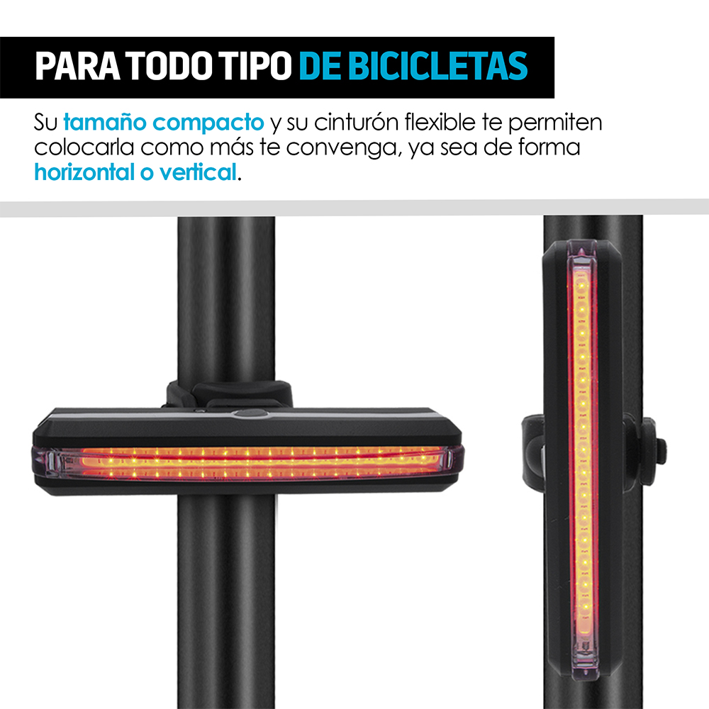 Foto 6 pulgar | Luz Trasera para Bicicleta Redlemon 79477 Negro con Leds de Dos Colores Impermeable de Batería Recargable