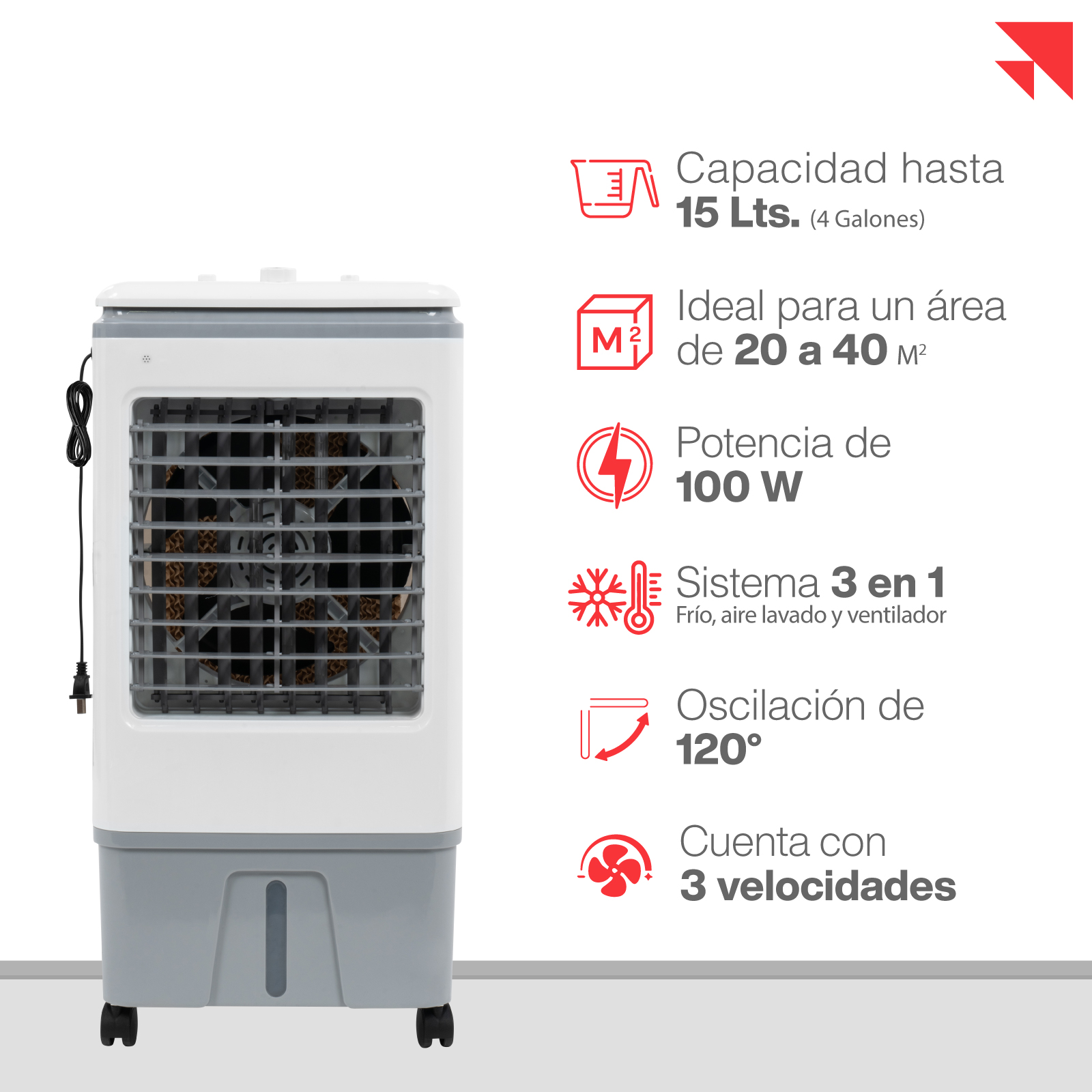 Foto 2 | Enfriador de Aire 3 en 1 Polar 2949fm Portátil 3 Velocidades Capacidad 15l P/ 20 A 40 M2