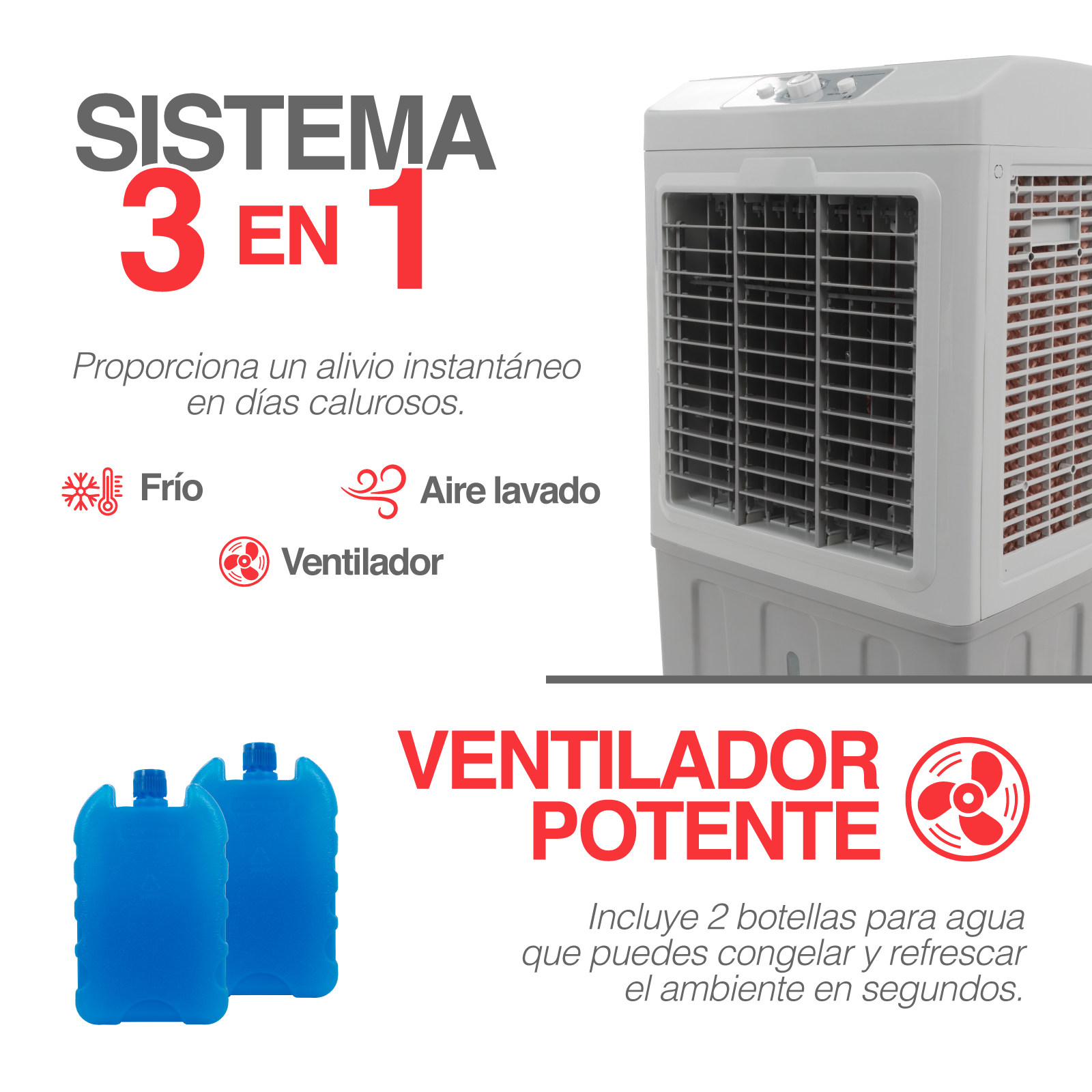 Foto 5 pulgar | Enfriador De Aire 3 En 1 Polar-14700cfm Aire Lavado Portátil 3 Velocidades Capacidad 80l P/ 70 A 100 M2 Color Blanco G