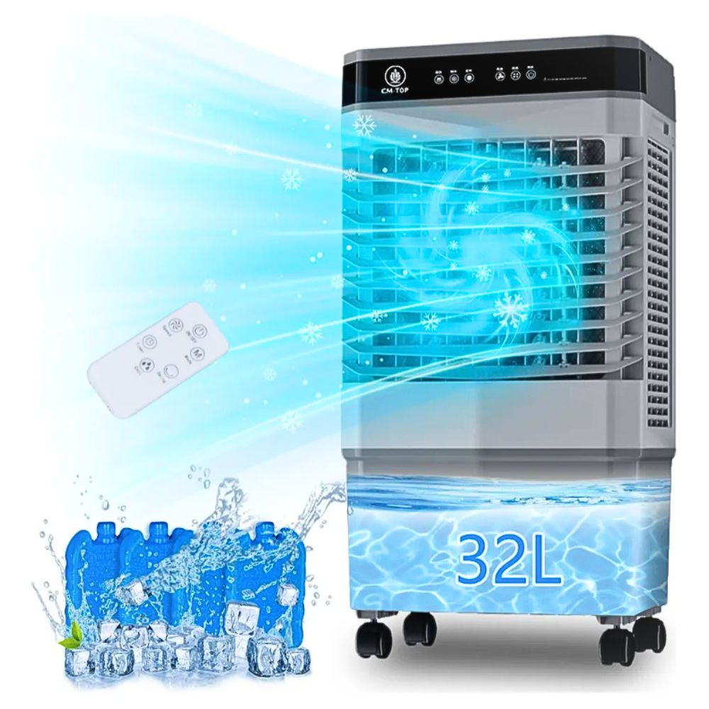 Enfriador De Aire Evaporativo Control Remoto Temporizador Gris