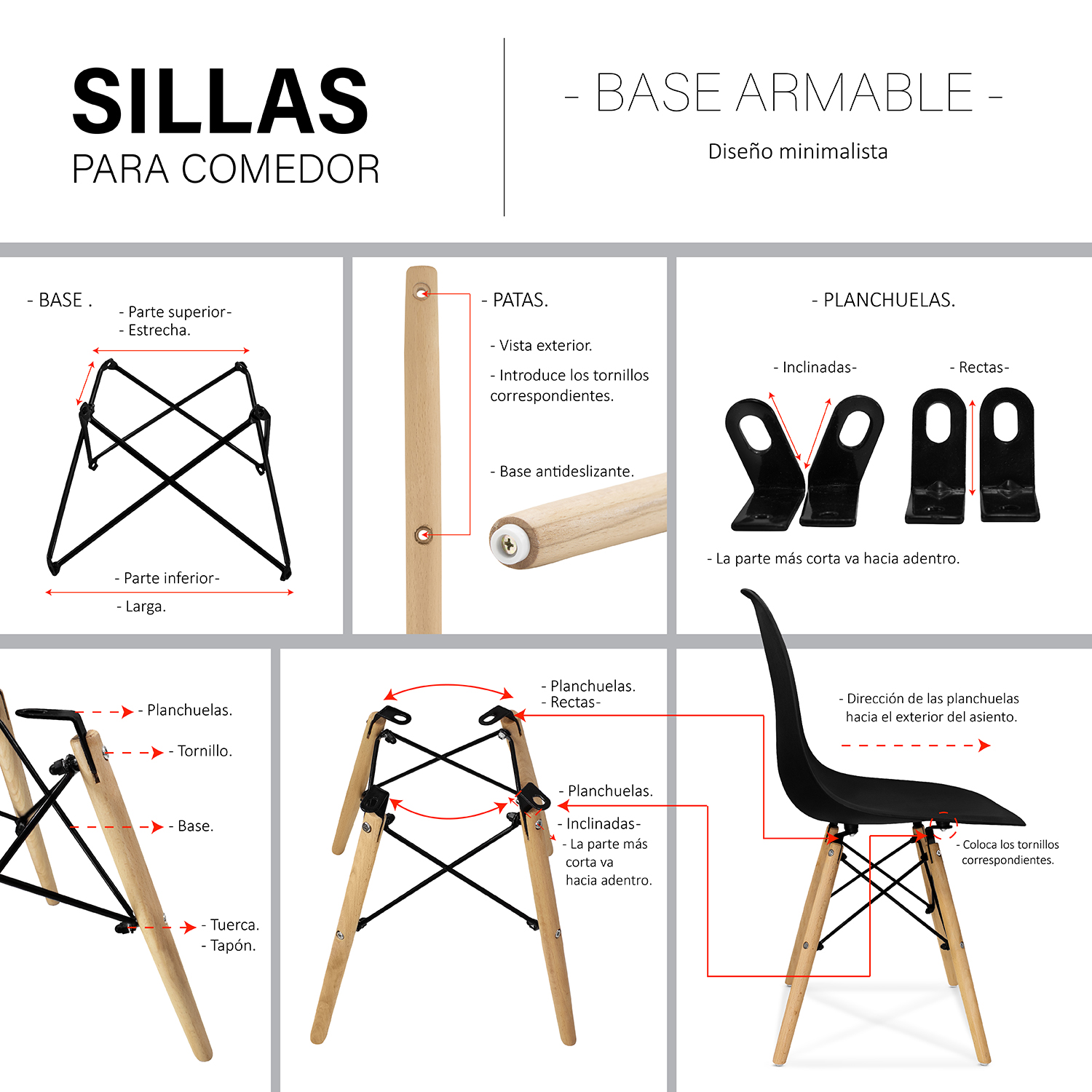 Foto 6 pulgar | Set de 4 Sillas Modernas Andromeda Inc Negras