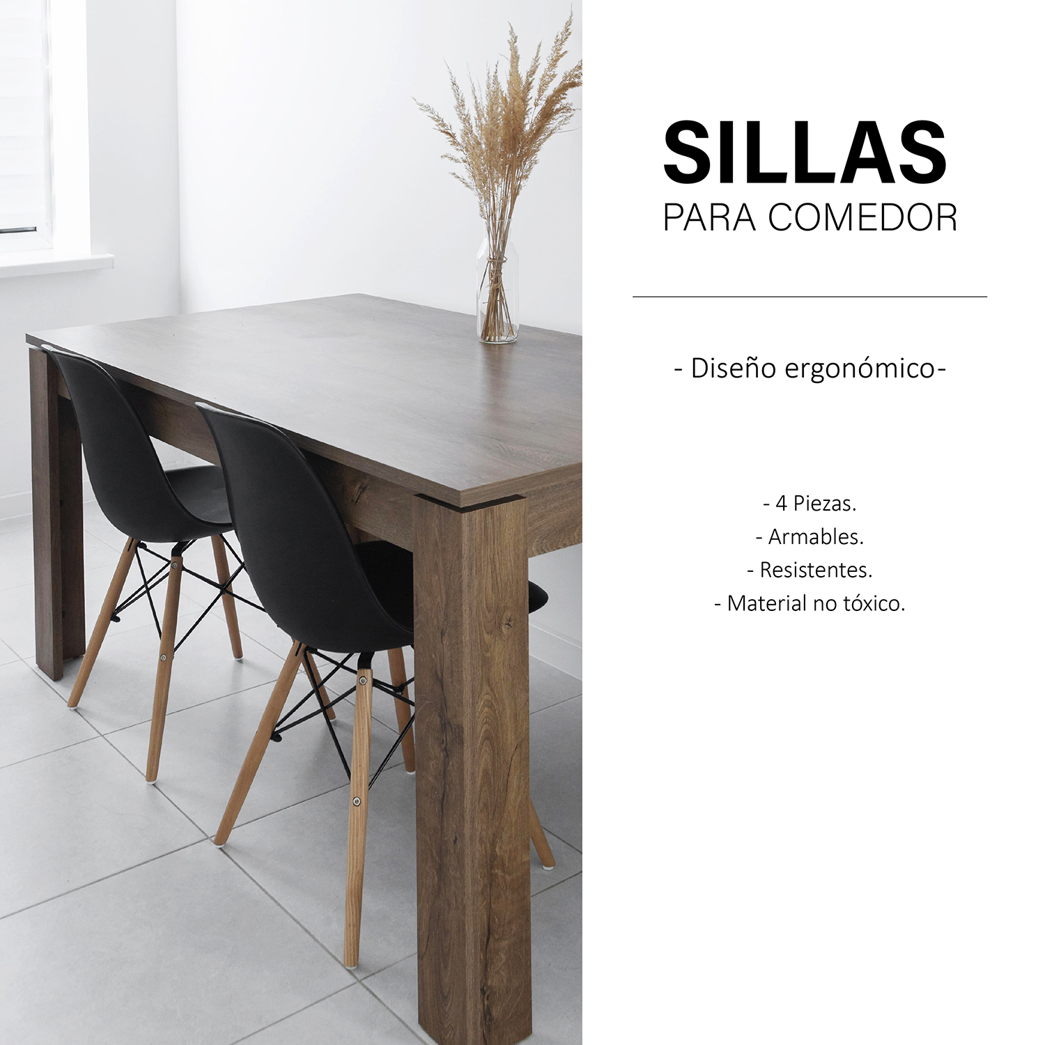Foto 7 pulgar | Set de 4 Sillas Modernas Andromeda Inc Negras