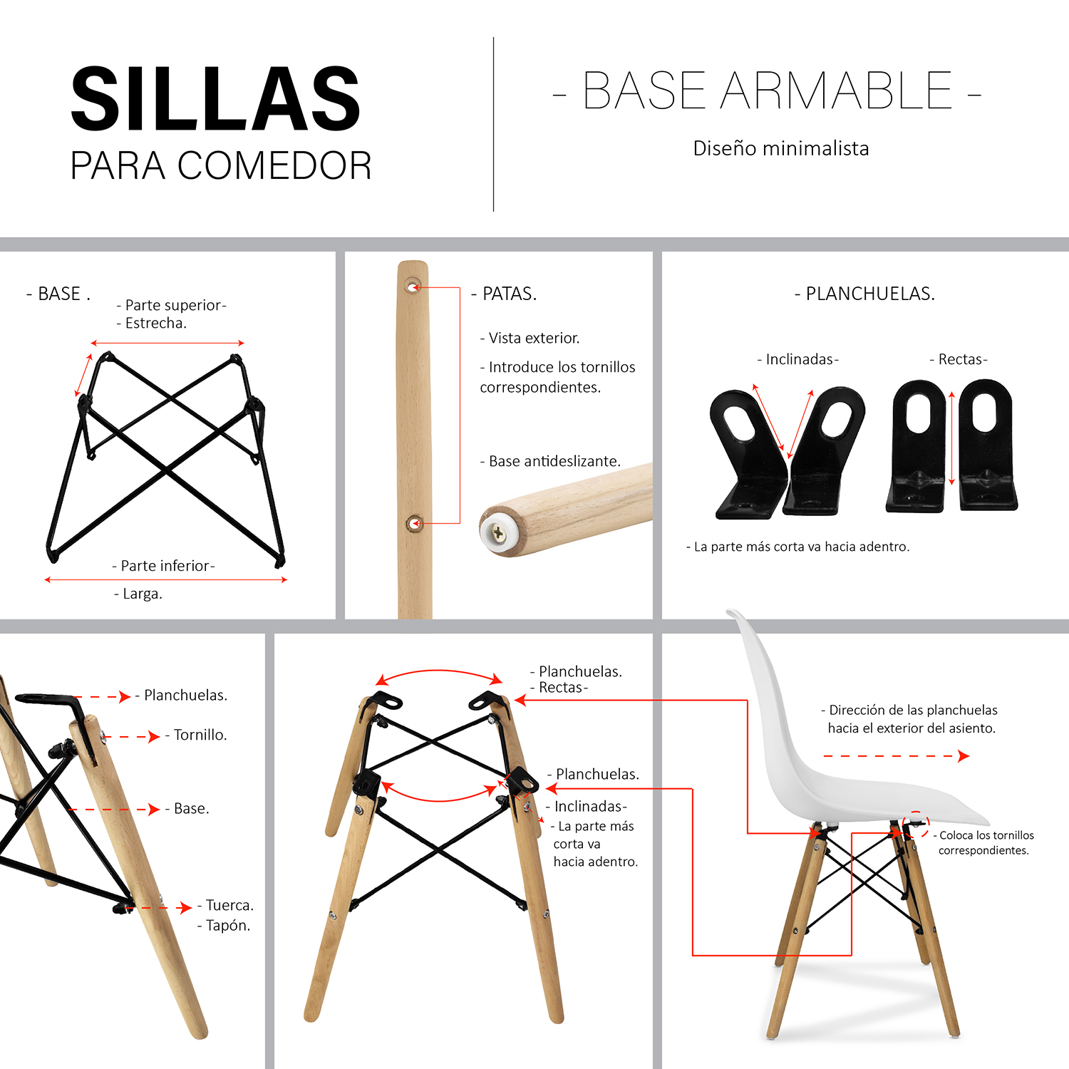 Foto 6 pulgar | Set de 4 Sillas Modernas Andromeda Inc para Comedor color  Blanco
