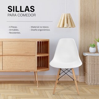 Foto 6 | Set de 4 Sillas Modernas Andromeda Inc para Comedor color Blanco
