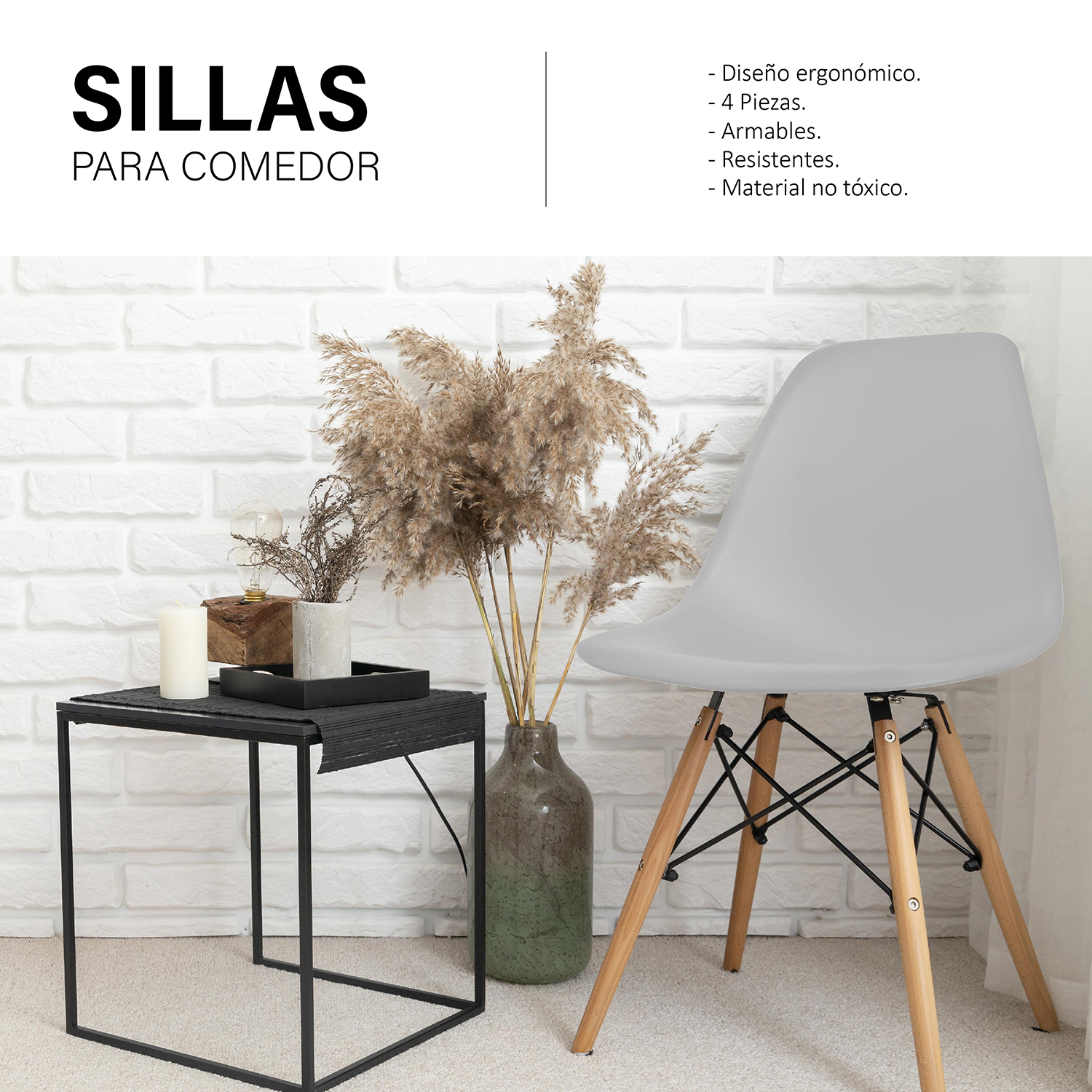 Foto 7 pulgar | Set de 4 Sillas Modernas Para Comedor Andromeda Inc color Gris