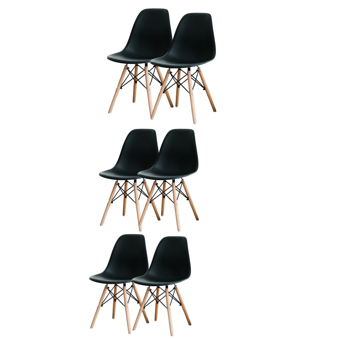 Set de Sillas Inmatmex Eames Negras 6 Piezas 