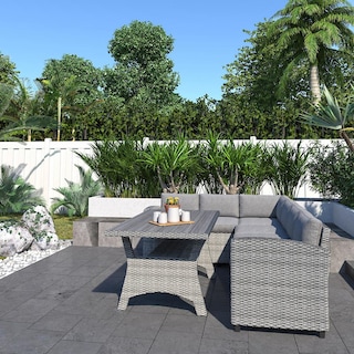 Foto 5 | Set Patio Jardin 2 Sofás Y Mesa Rattán Gris Juego De Muebles Exterior Midtown Concept