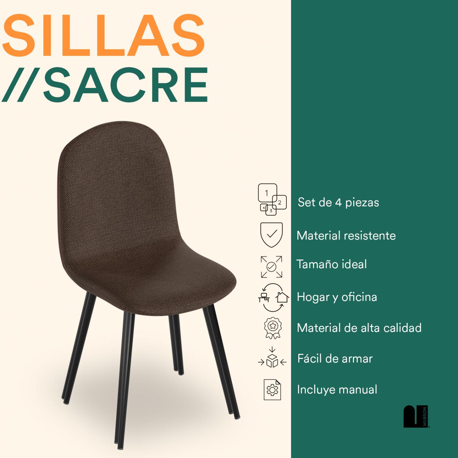Foto 3 pulgar | Set De 4 Sillas Para Comedor Mubson Sillas Sacre