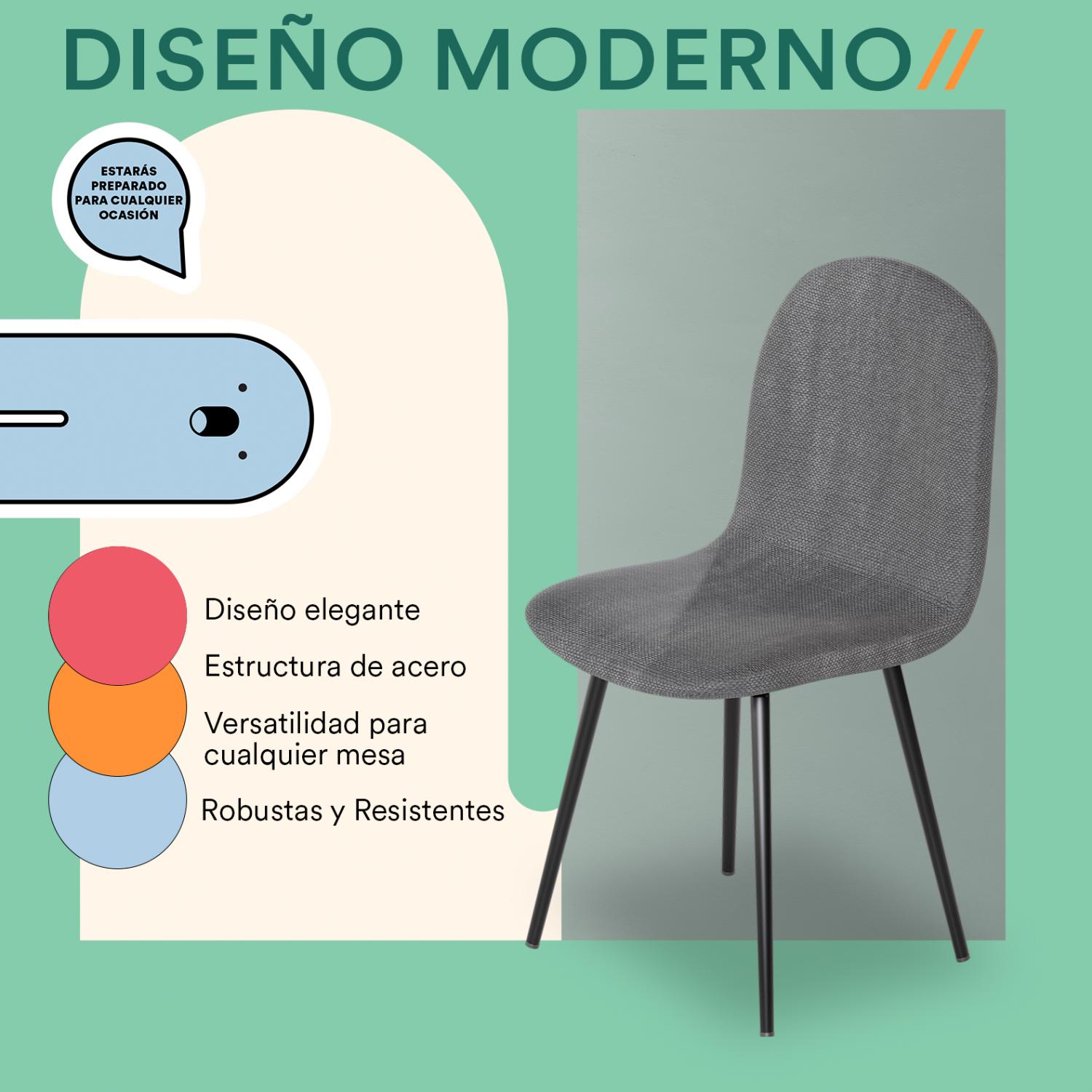 Foto 5 pulgar | Set De 4 Sillas para Comedor Mubson