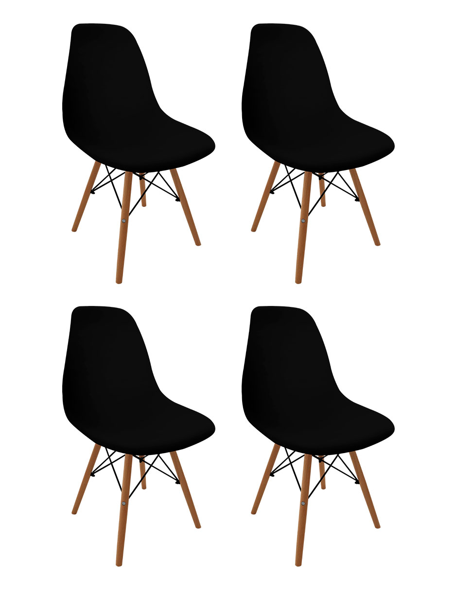 Foto 2 pulgar | Set de Sillas Linium Eames Negras 4 Piezas