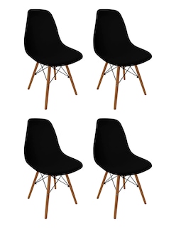 Foto 1 | Set de Sillas Linium Eames Negras 4 Piezas