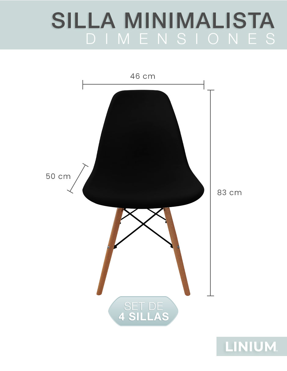 Foto 3 pulgar | Set de Sillas Linium Eames Negras 4 Piezas