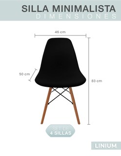 Foto 2 | Set de Sillas Linium Eames Negras 4 Piezas
