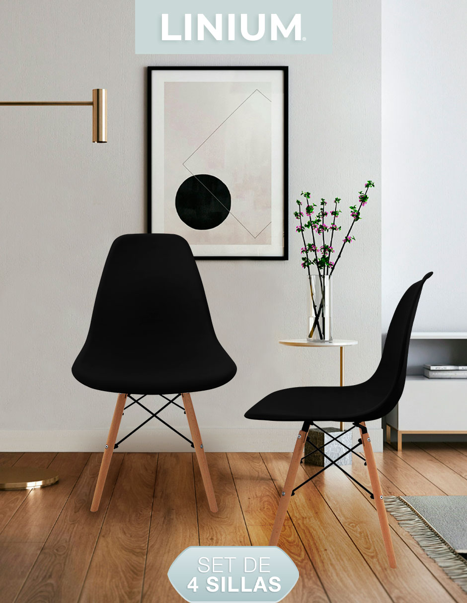 Foto 4 pulgar | Set de Sillas Linium Eames Negras 4 Piezas