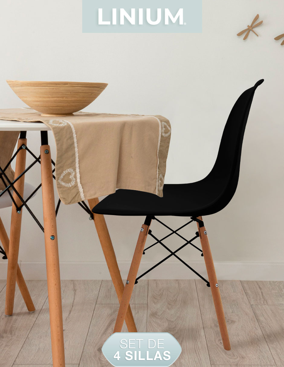 Foto 9 pulgar | Set de Sillas Linium Eames Negras 4 Piezas