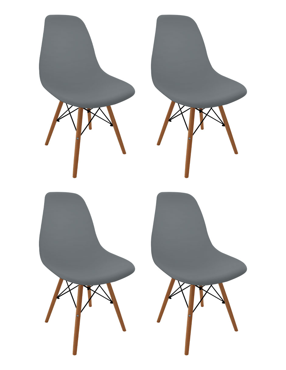 Foto 2 pulgar | Set De 4 Sillas Eames Linium Moderna Minimalista Gris