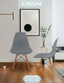 Foto 3 | Set De 4 Sillas Eames Linium Moderna Minimalista Gris