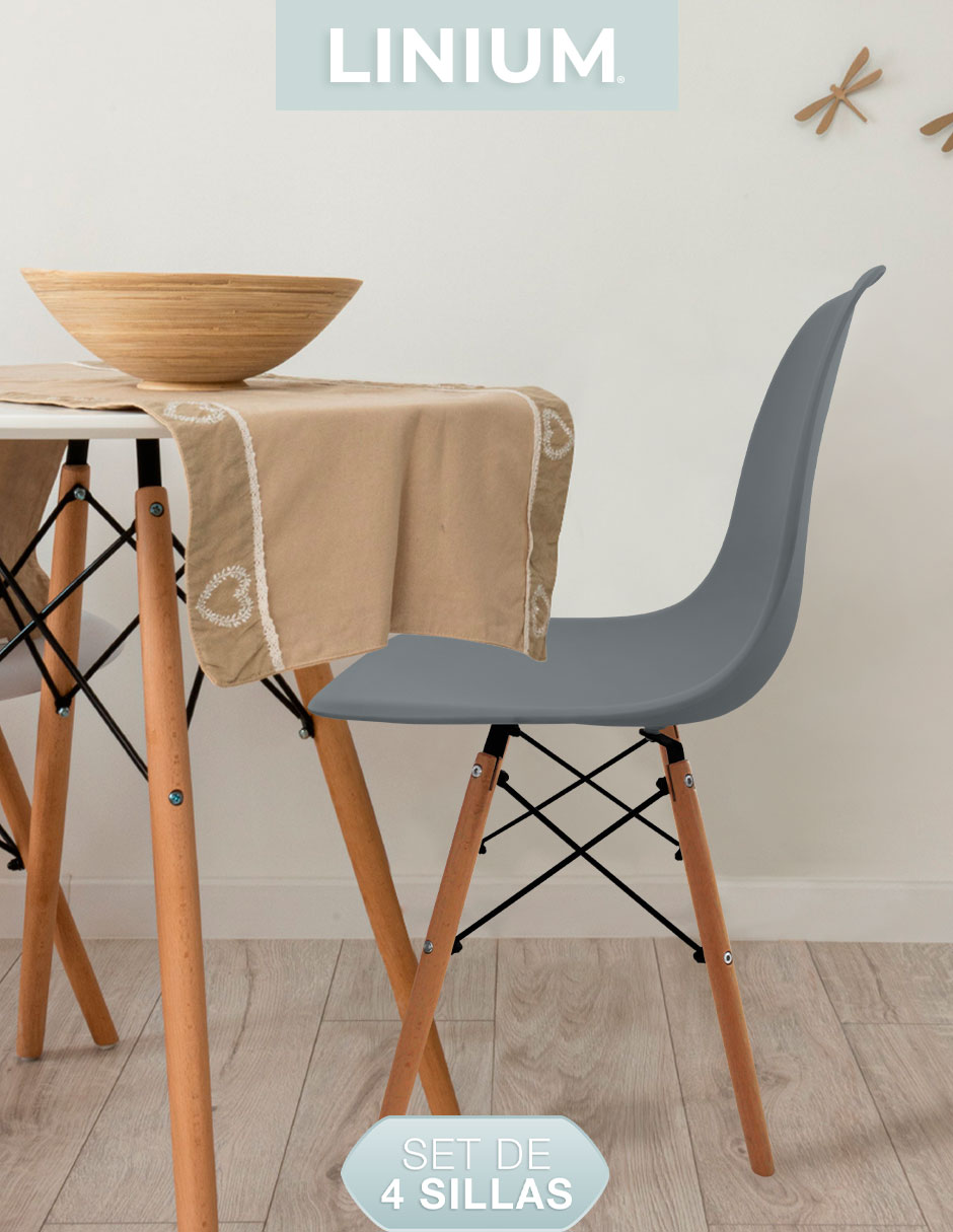 Foto 9 pulgar | Set De 4 Sillas Eames Linium Moderna Minimalista Gris