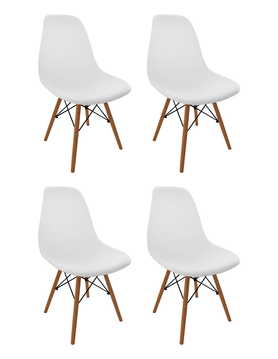 Foto 1 | Set De 4 Sillas Eames Linium Moderna Minimalista Blanca