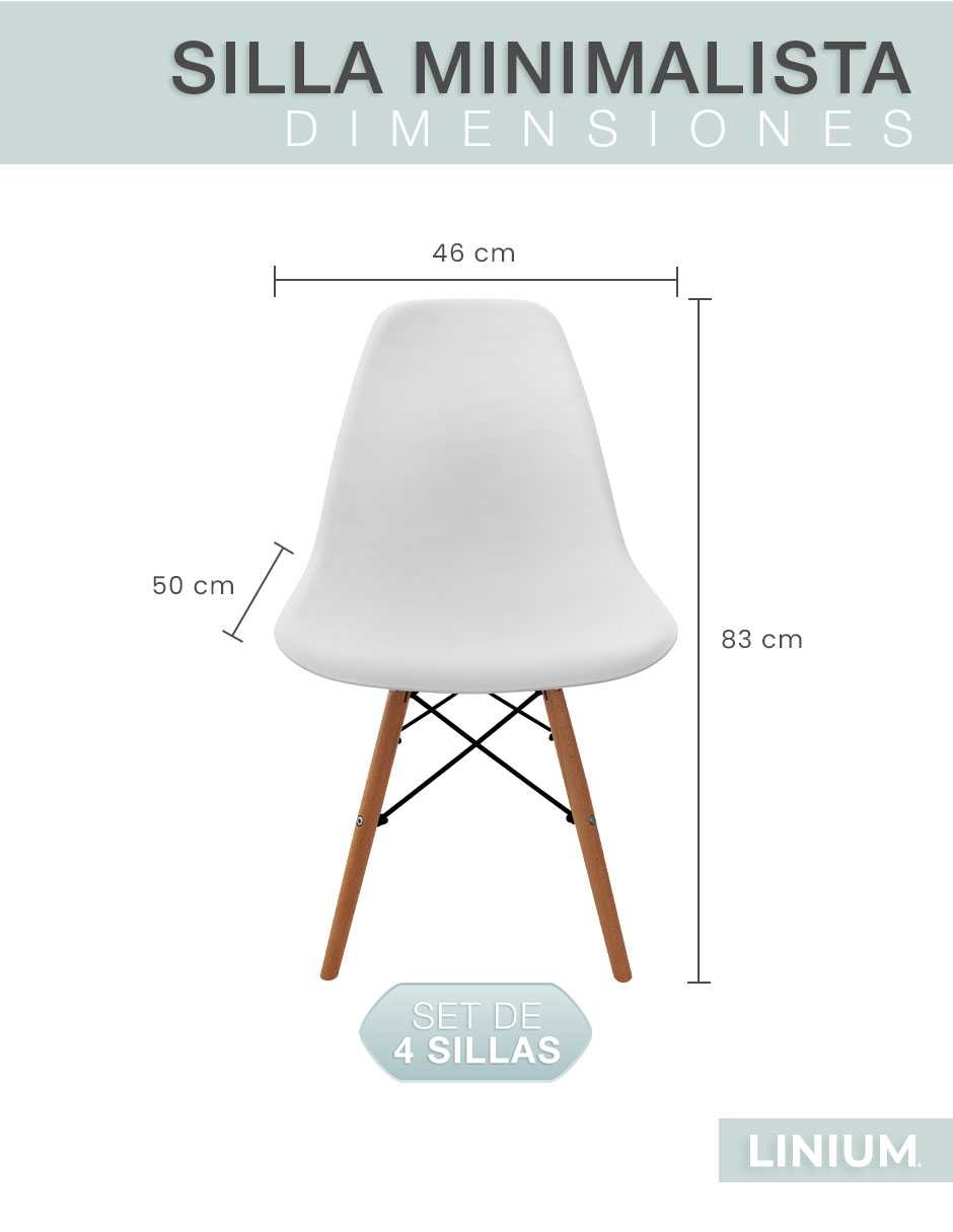 Foto 2 | Set De 4 Sillas Eames Linium Moderna Minimalista Blanca