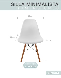 Foto 2 | Set De 4 Sillas Eames Linium Moderna Minimalista Blanca
