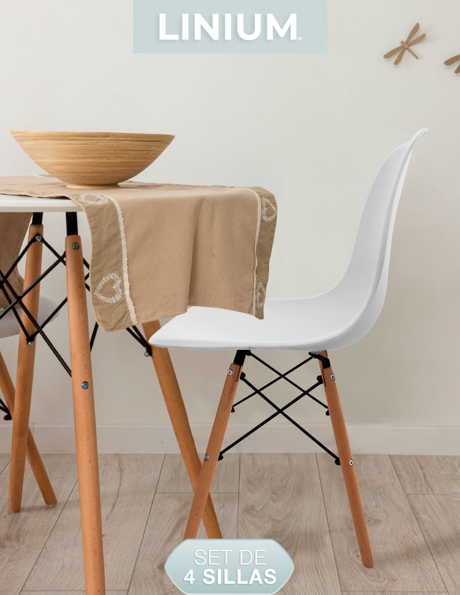 Foto 9 pulgar | Set De 4 Sillas Eames Linium Moderna Minimalista Blanca