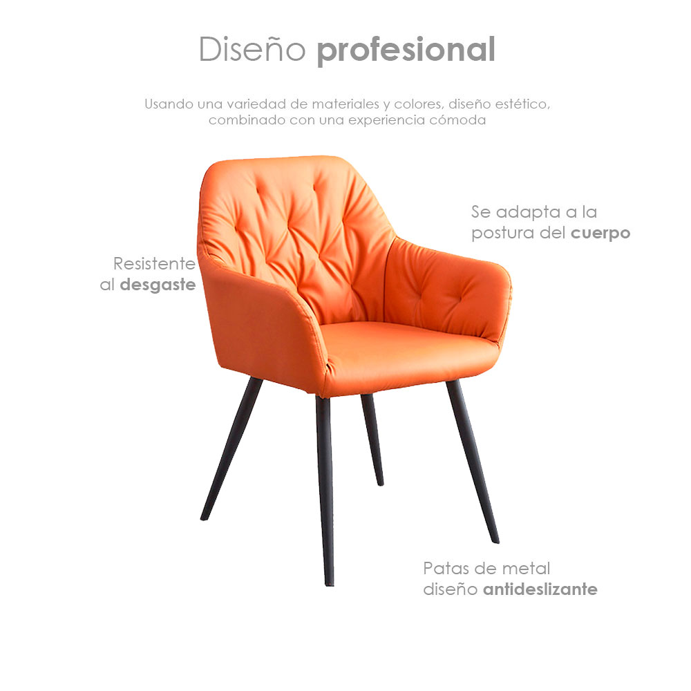 Foto 6 | Set de 2 Sillas de Comedor Ilios Innova Naranja con Vinipiel para tu Hogar