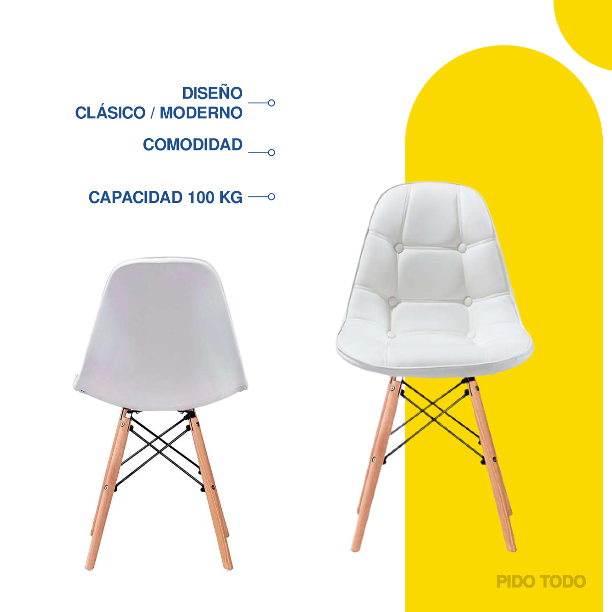 Foto 4 | Set de 4 Sillas Pidotodo Eames Blancas