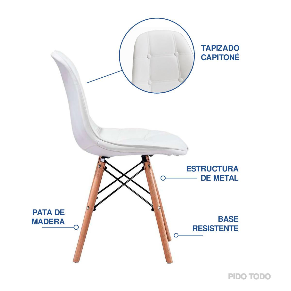 Foto 6 | Set de 4 Sillas Pidotodo Eames Blancas