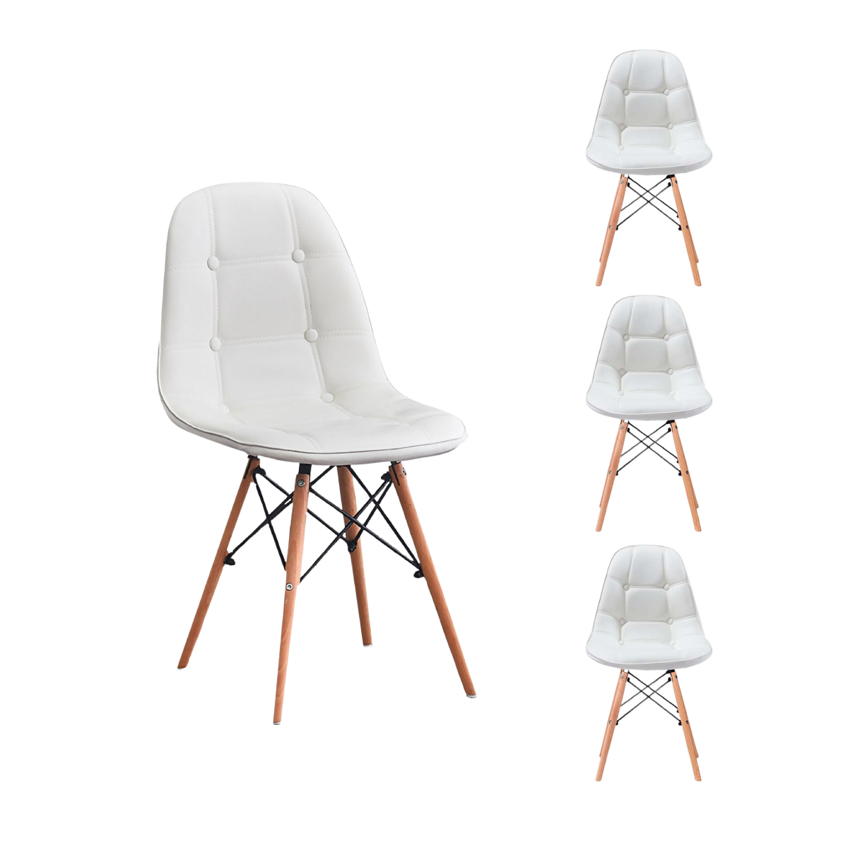 Foto 9 pulgar | Set de 4 Sillas Pidotodo Eames Blancas
