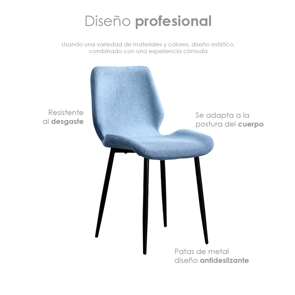 Foto 6 pulgar | Paquete de Sillas para Comedor Ilios Innova Berlín Azules 4 Piezas