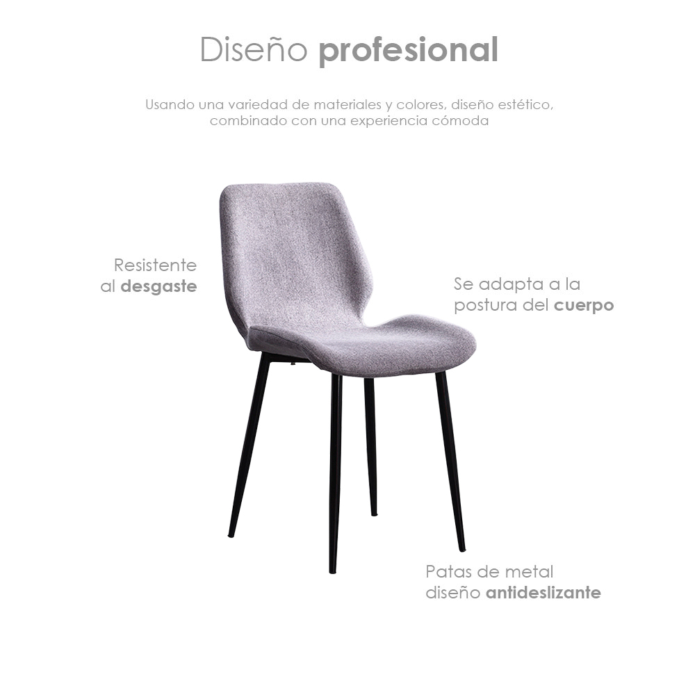 Foto 5 pulgar | Paquete de Sillas para Comedor Ilios Innova Berlín Grises 4 Piezas