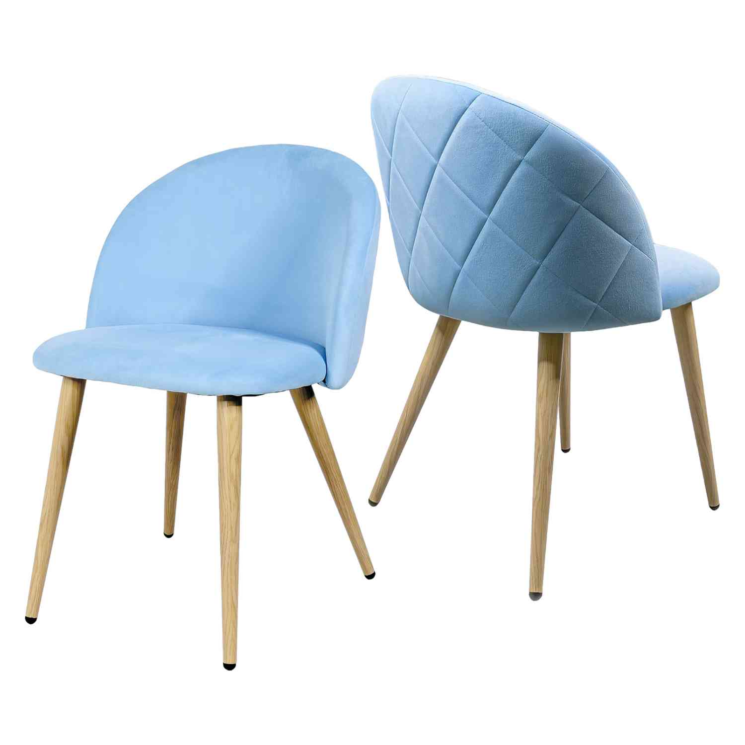 Sillas para Comedor de Terciopelo Modernas Acolchadas Azules 2 piezas
