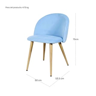 Foto 7 | Sillas para Comedor de Terciopelo Modernas Acolchadas Azules 2 piezas