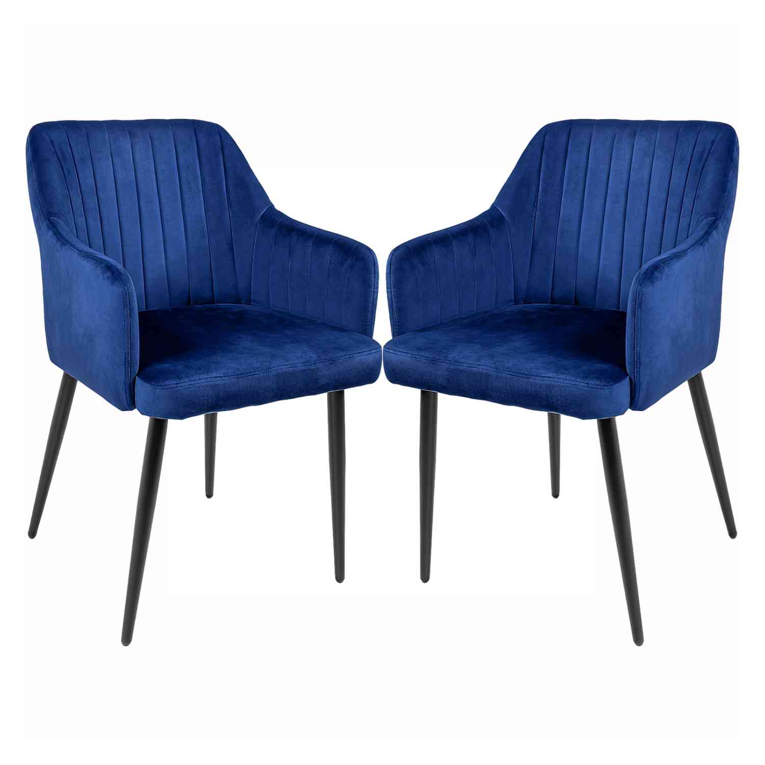 Foto 2 pulgar | Sillas para Comedor de Terciopelo Acolchadas Modernas Azules 2 piezas