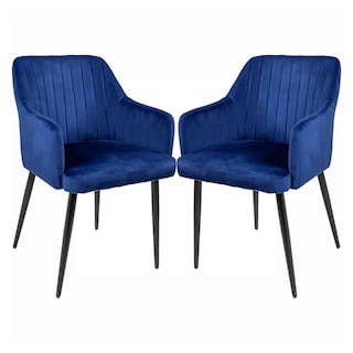 Foto 1 | Sillas para Comedor de Terciopelo Acolchadas Modernas Azules 2 piezas