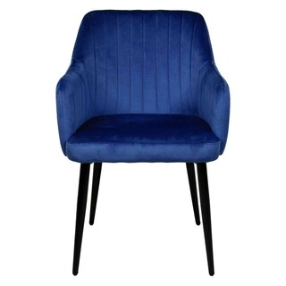 Foto 2 | Sillas para Comedor de Terciopelo Acolchadas Modernas Azules 2 piezas